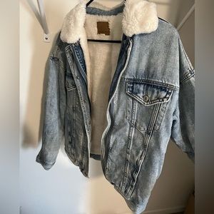 American Eagle Denim Jacket with Sherpa